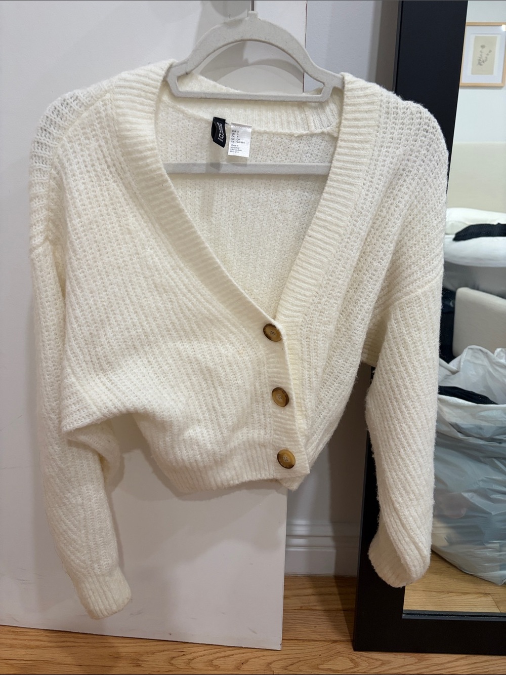 H&M Cream Button-Front Knit Cardigan